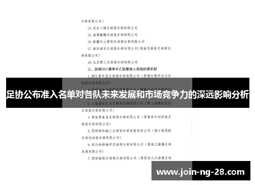足协公布准入名单对各队未来发展和市场竞争力的深远影响分析